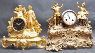 EARLY 20TH CENTURY GILT ORMOLU MANTEL CLOCK WITH ANOTHER