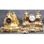 EARLY 20TH CENTURY GILT ORMOLU MANTEL CLOCK WITH ANOTHER