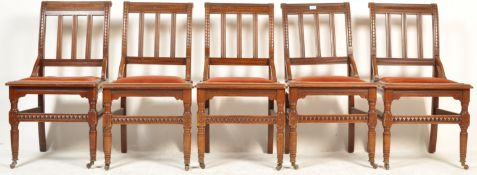SET OF FIVE 19TH CENTURY VICTORIAN REFORMED GOTHIC DINING CHAIRS