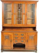 19TH CENTURY VICTORIAN OAK DRESSER WITH STAINED GLASS PANEL