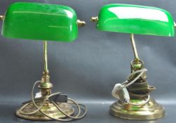 TWO VINTAGE 20TH CENTURY BANKERS LAMPS