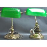 TWO VINTAGE 20TH CENTURY BANKERS LAMPS