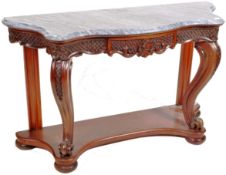 19TH CENTURY MAHOGANY MARBLE TOPPED CONSOLE TABLE