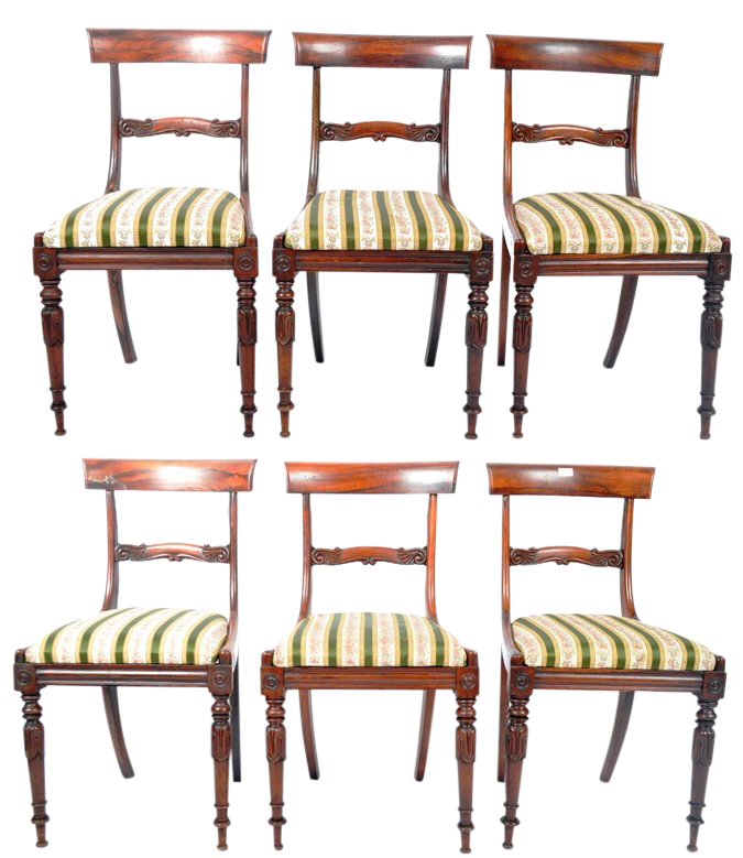 SIX 19TH CENTURY ROSEWOOD DINING CHAIRS IN THE GILLOWS MANNER