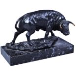 20TH CENTURY SPANISH ARTISAN BRONZE BULL BY MORENO