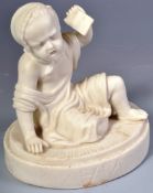 19TH CENTURY PARIAN WARE FIGURE OF A YOUNG CHILD