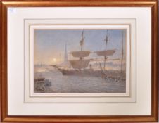 WILLIAM MATTHEW HALE RWS - BRISTOL MOONRISE HARBOUR WATERCOLOUR