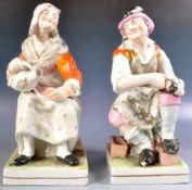 PAIR OF 19TH CENTURY STAFFORDSHIRE COBBLER FIGURES