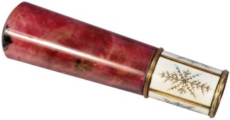 FABERGE (MANNER OF) GOLD-SET HARDSTONE & ENAMEL PARASOL HANDLE