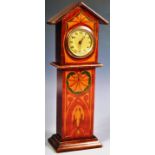 ART NOUVEAU STENCILLED CASE MINIATURE GRANDFATHER CLOCK