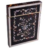 19TH CENTURY TORTOISESHELL AND MOTHER OF PEARL CARD CASE