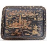 EARLY 19TH CENTURY CHINESE BLACK LACQUER SERVING TRAY