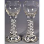 PAIR OF 19TH CENTURY DOUBLE SERIES AIR TWIST STEM SLING GLASSES