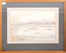 VINCENT LINES 1909-1968 FRAMED AND GLAZED WATERCOLOUR PAINTING