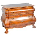 20TH CENTURY STYLE WALNUT COMMODE CHEST OF BOMBE FORM