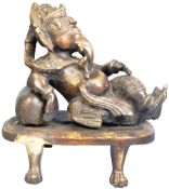 19TH CENTURY INDIAN HINDU RECLINED GANESHA STATUE