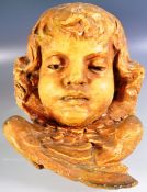 19TH CENTURY GILT PLASTER REYNOLDS CHERUB HEAD WALL MASK