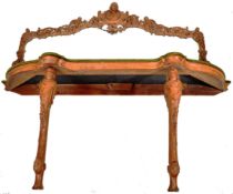 ITALIANATE 19TH CENTURY HEAVILY CARVED WALNUT CONSOLE TABLE