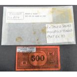 THE GREAT TRAIN ROBBERY - ORIGINAL MONOPOLY 500 MONEY NOTE FROM THE ORIGINAL SET