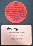 THE GREAT TRAIN ROBBERY - MONOPOLY CHANCE CARD FROM ROBBER'S SET