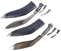 TWO 20TH CENTURY NEPALESE GURKHA KUKRI KNIFE IN SCABBARDS