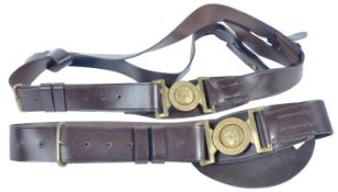 TWO 20TH CENTURY BRITISH ROYAL MARINES SAM BROWN UNIFORM BELTS