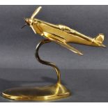 VINTAGE BRASS DESKTOP MODEL OF A WWII SPITFIRE PLANE