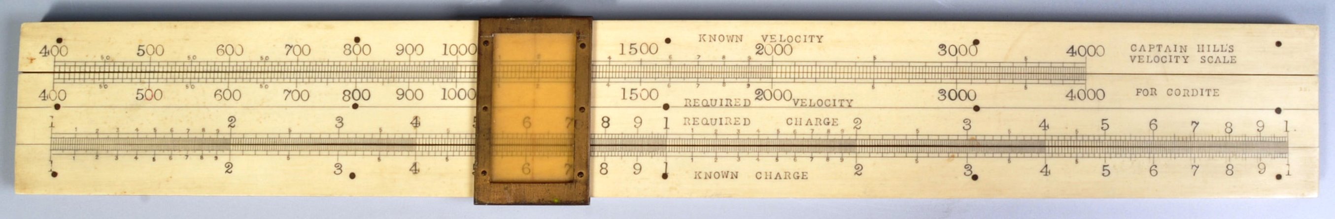 19TH CENTURY CAPTAIN HILL'S VELOCITY SCALE FOR A CANNON