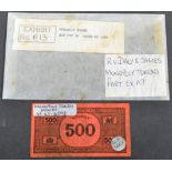 THE GREAT TRAIN ROBBERY - ORIGINAL MONOPOLY 500 MONEY NOTE FROM THE ORIGINAL SET