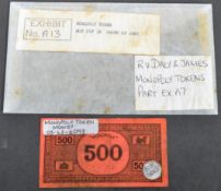 THE GREAT TRAIN ROBBERY - ORIGINAL MONOPOLY 500 MONEY NOTE FROM THE ORIGINAL SET