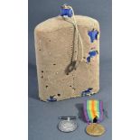 WWI FIRST WORLD WAR ITEMS - MEDALS & WATER CANTEEN