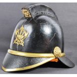 19TH CENTURY VICTORIAN LEATHER & BRASS FIREMAN'S HELMET