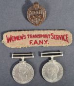 WWII SECOND WORLD WAR ITEMS - MEDALS & FANY PATCH