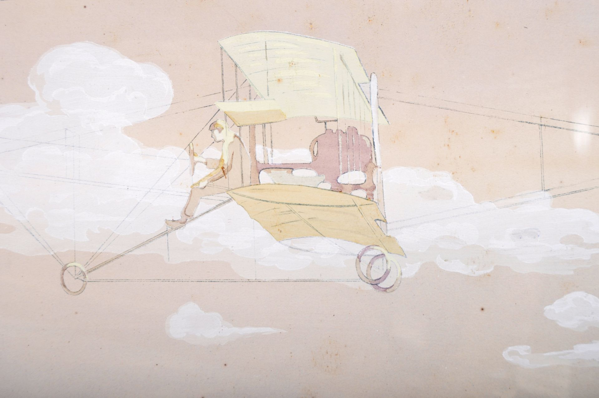 ERNEST MONTAUT & MARGUERITE (GAMY) MONTAUT - EARLY AIRCRAFT COLOURED LITHOGRAPH - Image 3 of 5