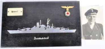 SECOND WORLD WAR GERMAN BISMARCK BATTLESHIP CREW MEMBER PLAQUE