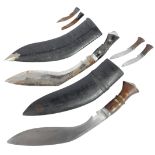 TWO EARLY 20TH CENTURY GURKHA KUKRI KNIVES IN SCABBARDS
