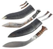 TWO EARLY 20TH CENTURY GURKHA KUKRI KNIVES IN SCABBARDS