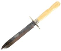 19TH CENTURY IVORY HANDLED DOUBLE EDGED DAGGER