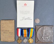 WWI FIRST WORLD WAR MEDAL GROUP & PLAQUE - GRENADIER GUARDS KIA