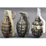 COLLECTION OF X3 ASSORTED MILLS BOMB HAND GRENADES