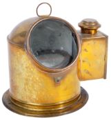 VINTAGE BRASS MARITIME BINNACLE WITH COMPASS AND LANTERN BOX