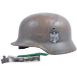 WWII GERMAN STAHLHELM HELMET LIBERATED FROM VON RIBBENTROP