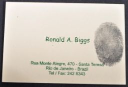 THE GREAT TRAIN ROBBERY - RONNIE BIGGS PERSONAL CALLING CARD