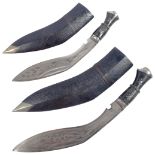 TWO 20TH CENTURY NEPALESE GURKHA KUKRI KNIFE IN SCABBARDS