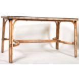 RETRO BAMBOO AND CANE GLASS TOPPED DINING TABLE