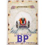 BRITISH PETROLEUM 'BP' - LARGE OIL ON BOARD ADVERTISING SIGN
