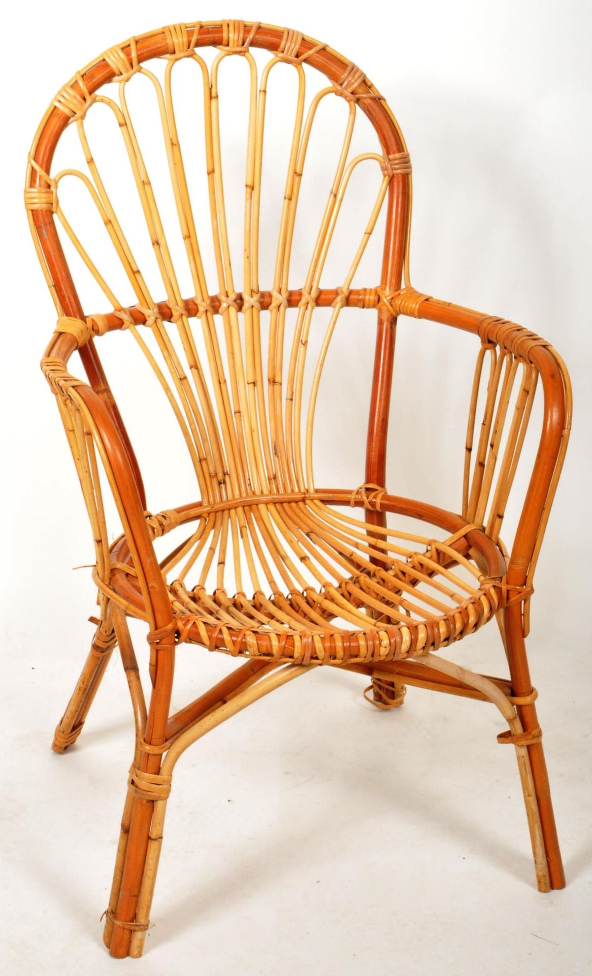 MID 20TH CENTURY ITALIAN BAMBOO AND WICKER / CANE ARMCHAIR - Bild 2 aus 5