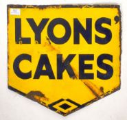 LYONS CAKES - MID 20TH CENTURY DOUBLE SIDED ENAMEL SIGN