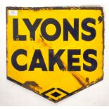 LYONS CAKES - MID 20TH CENTURY DOUBLE SIDED ENAMEL SIGN