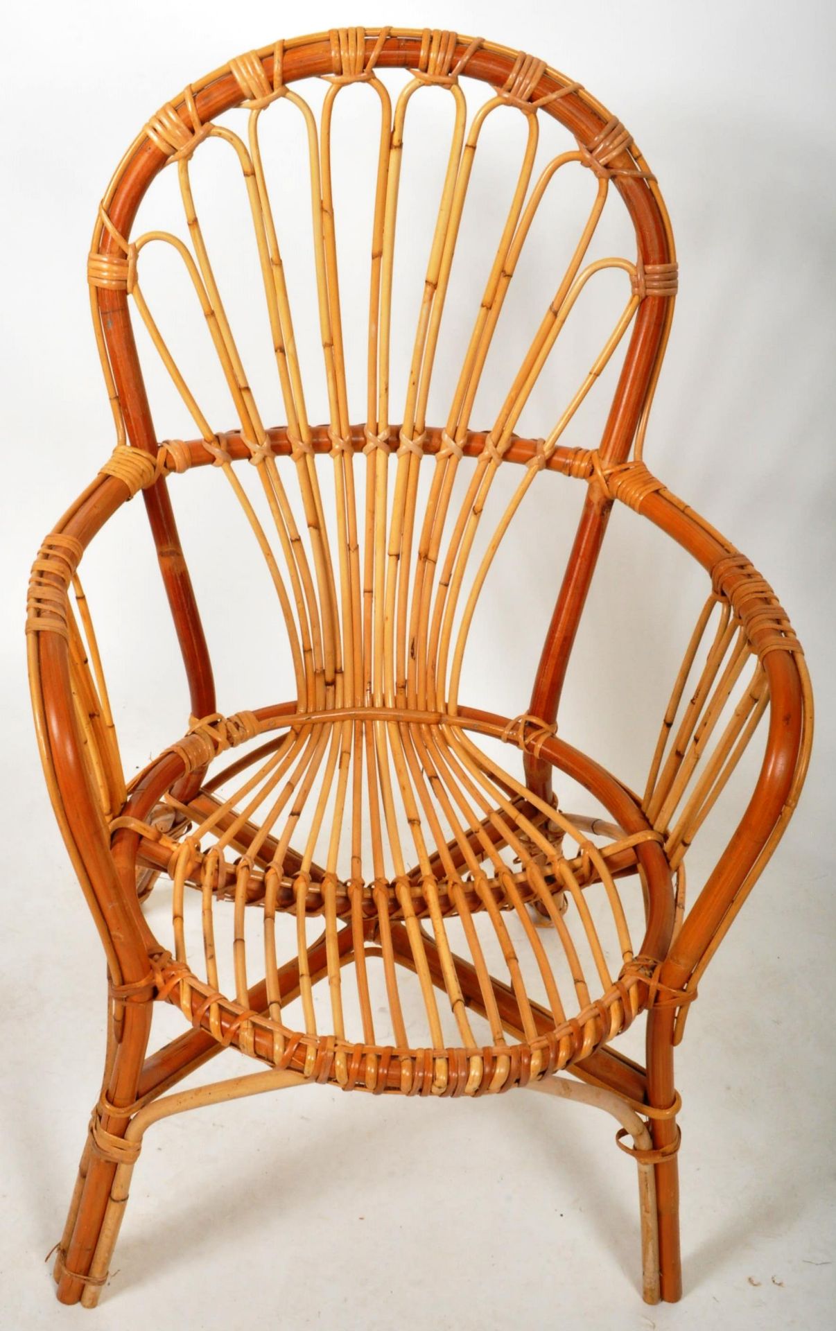 MID 20TH CENTURY ITALIAN BAMBOO AND WICKER / CANE ARMCHAIR - Image 3 of 5